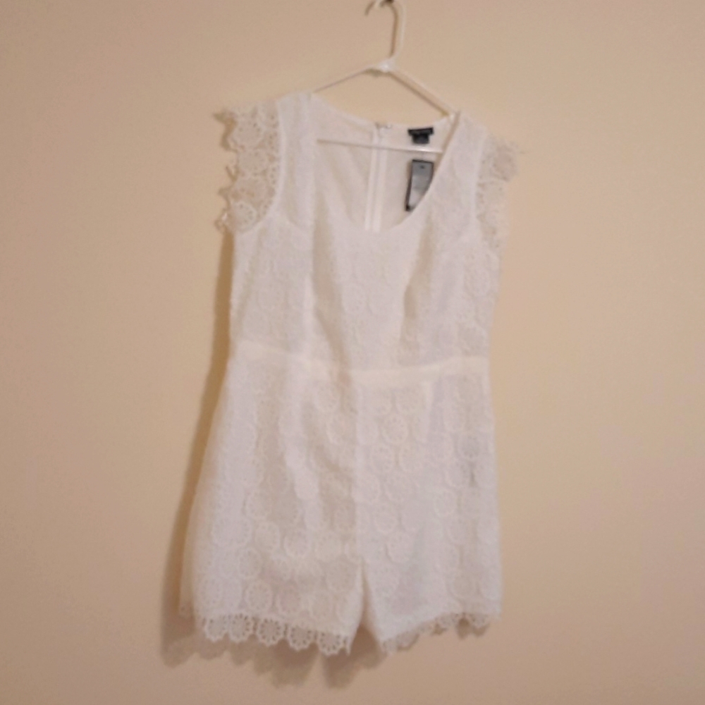 CITY CHIC PLAYSUIT LACE VIBE WOMEN WHITE  ROMPER JUMPSUIT SIZE S/16 NEW